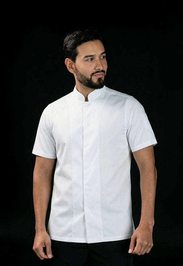 Camisa de Chef Manga Corta en Gabardina Blanco | Cocina Profesional