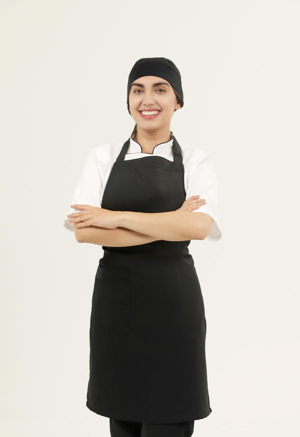 Delantal Peto Antifluido Negro | Uniforme Cocina