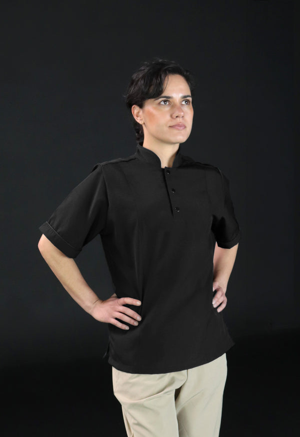 Camisa Antifluido Mujer Manga Corta Negro | Uniforme Cocina