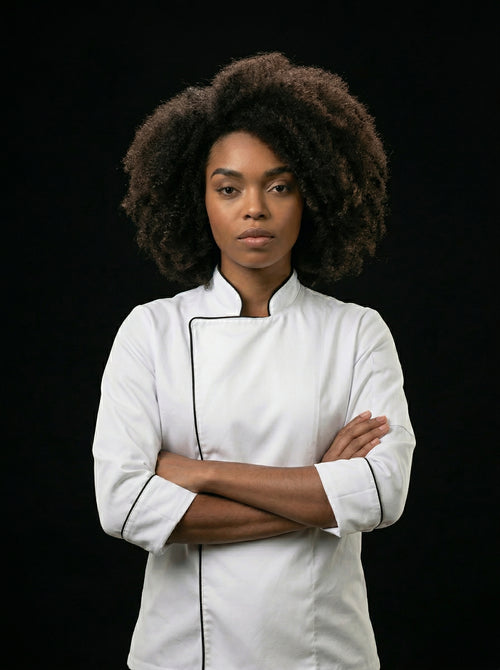 Chaqueta de Chef Manga 3/4 en Gabardina Blanco | Cocina Profesional Mujer