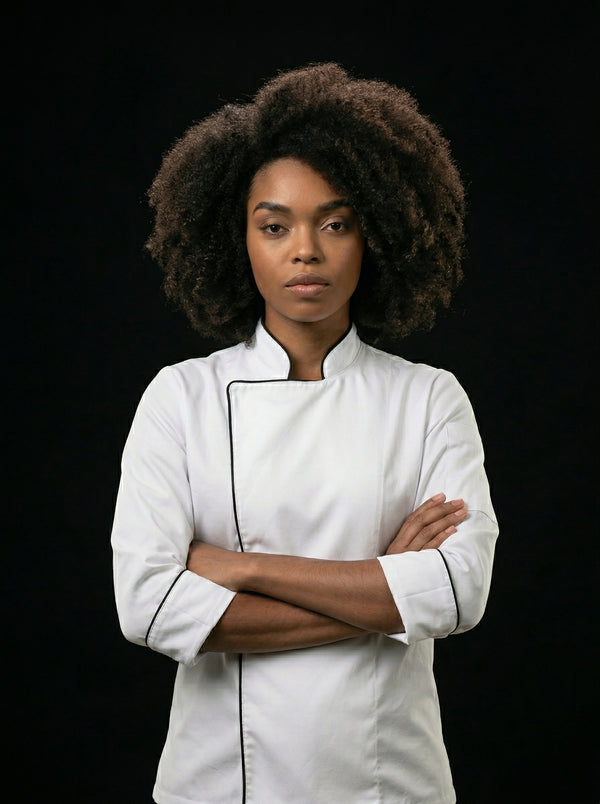 Chaqueta de Chef Manga 3/4 en Gabardina Blanco | Cocina Profesional Mujer