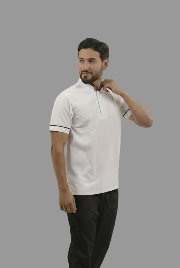 Combo Camisa Antifluido Blanca y Pantalón Antifluido Negro Hombre | Uniforme Profesional