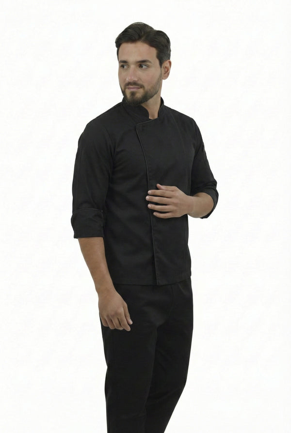 Combo Chef Chaqueta Negra y Pantalón Negro Hombre | Uniforme Profesional