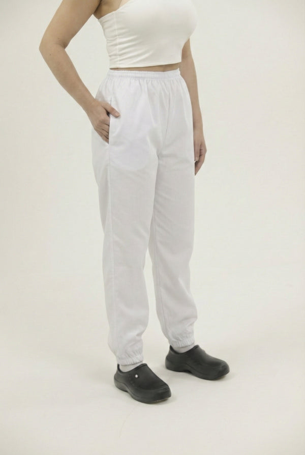 Pantalón Antifluido Jogger Blanco | Uniforme Cocina