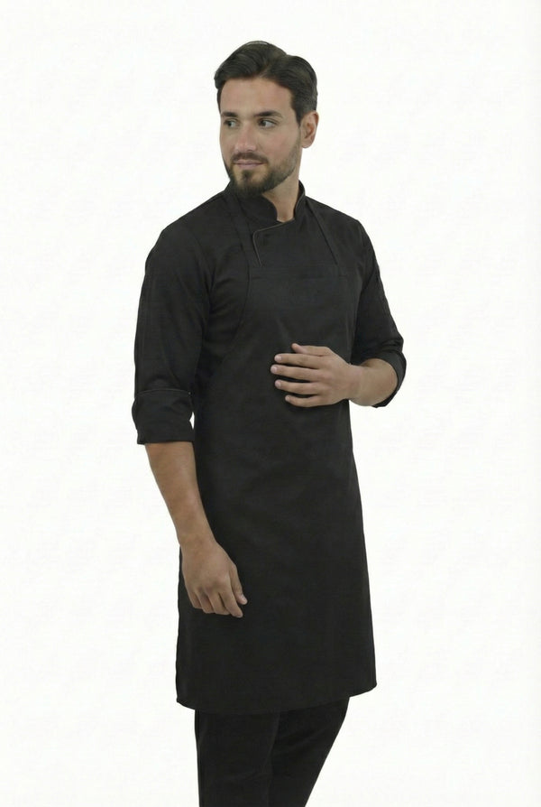 Combo Chef Chaqueta Negra, Pantalón Negro y Delantal Negro Hombre | Uniforme Profesional