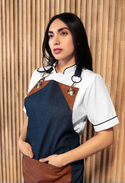 Delantal Jean con Cuerina | Uniforme Cocina