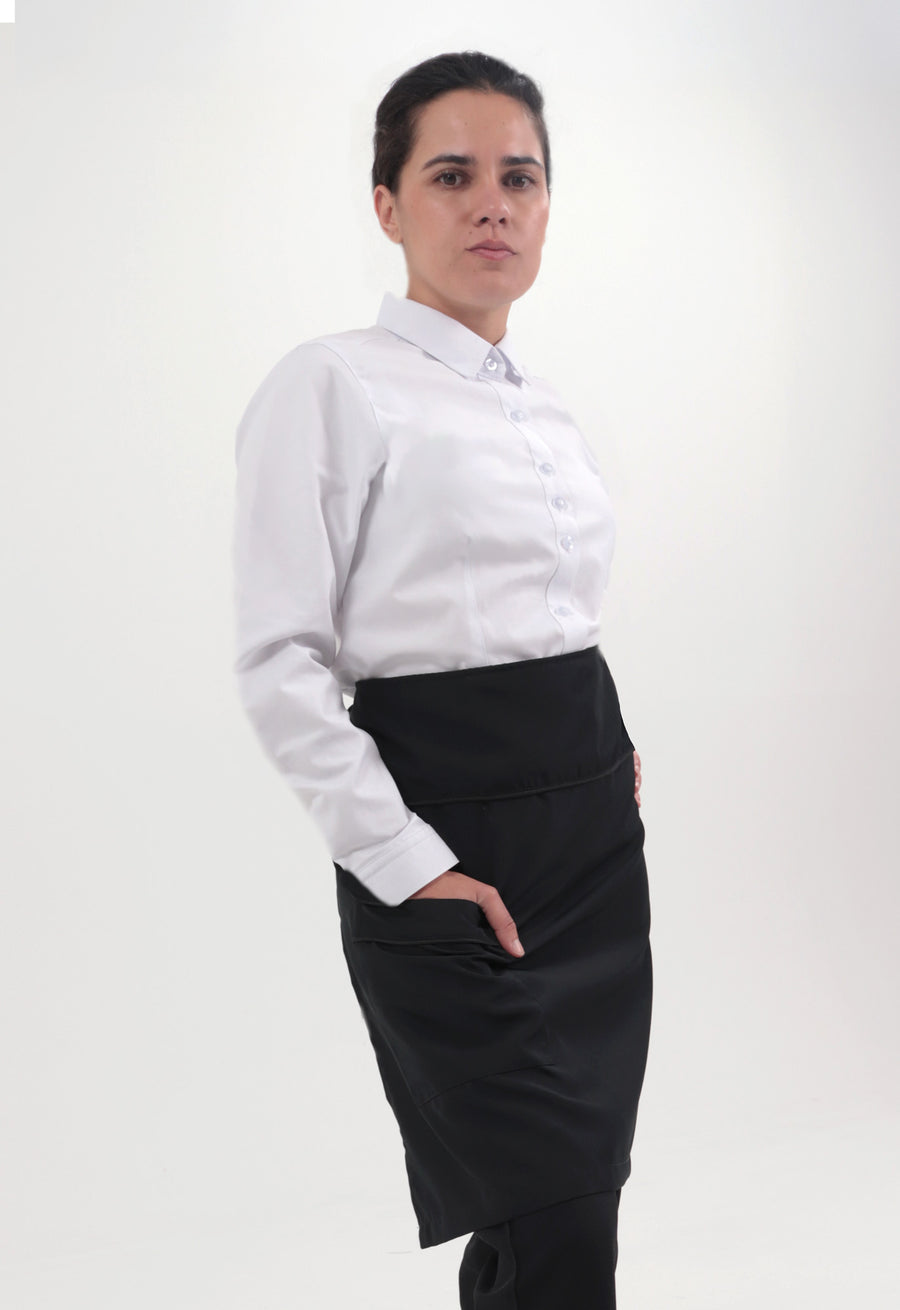 Delantal Media Cintura Antifluido Negro | Uniforme Cocina