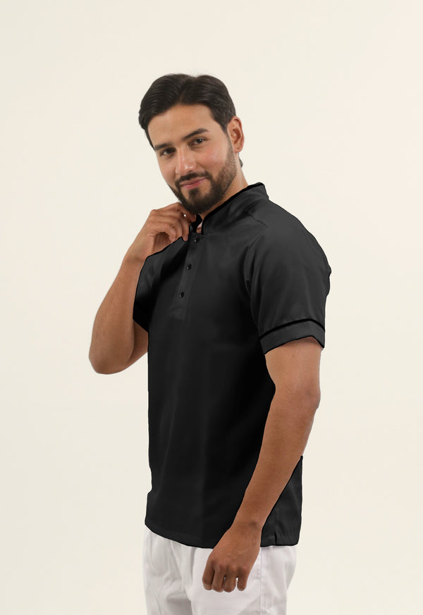 Camisa Antifluido Hombre Manga Corta Negro | Uniforme Cocina