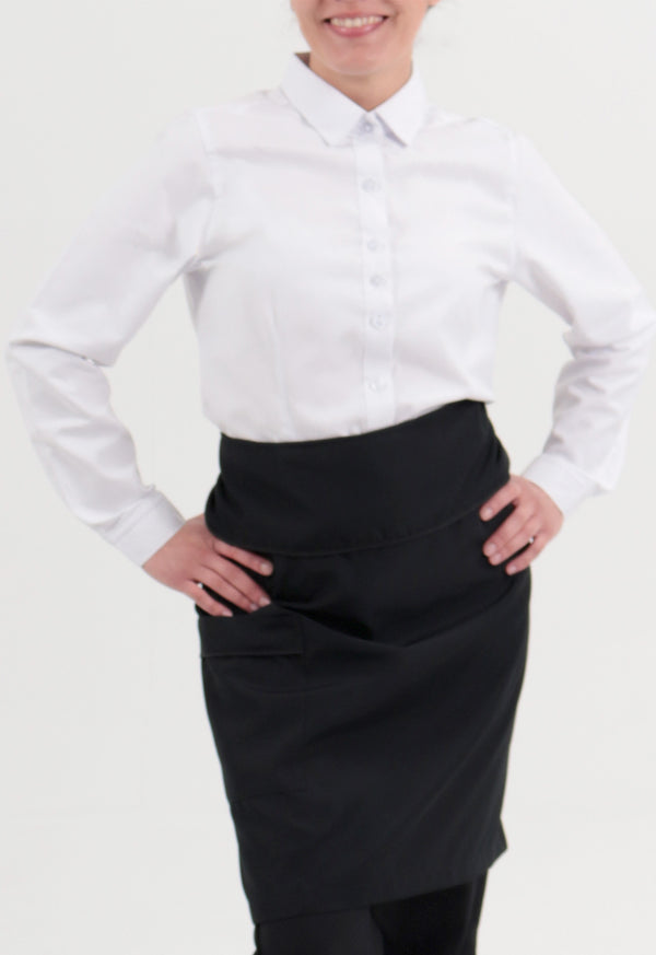 Delantal Media Cintura Antifluido Negro | Uniforme Cocina