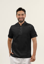 Camisa Antifluido Hombre Manga Corta Negro | Uniforme Cocina
