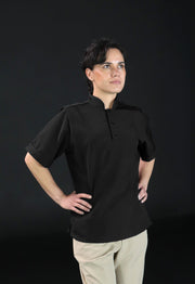 Camisa Antifluido Mujer Manga Corta Negro | Uniforme Cocina