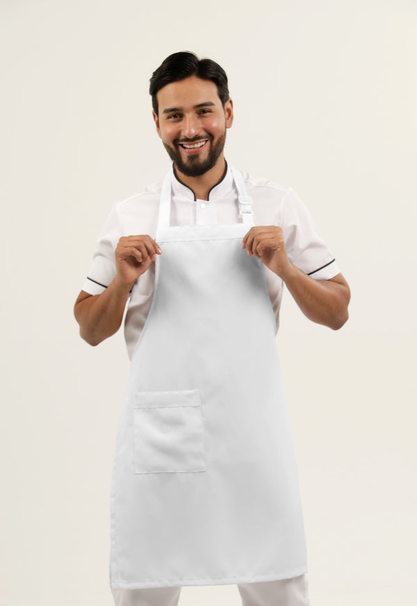 Delantal Peto Antifluido Blanco | Uniforme Cocina
