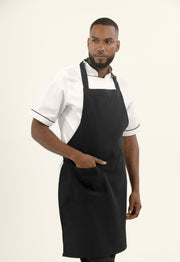 Delantal Peto Antifluido Negro | Uniforme Cocina