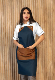 Delantal Jean con Cuerina | Uniforme Cocina
