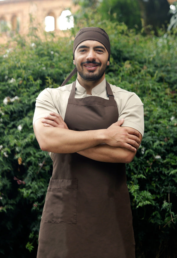 Delantal Peto Antifluido Café | Uniforme Cocina