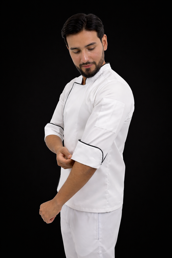 Combo Chef Chaqueta Blanca y Pantalón Blanco Hombre | Uniforme Profesional