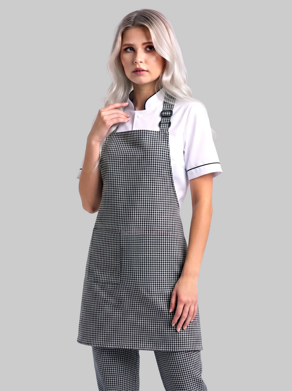Combo Camisa Antifluido Blanca, Pantalón Antifluido Gallineto y Delantal Antifluido Gallineto Mujer | Uniforme Profesional