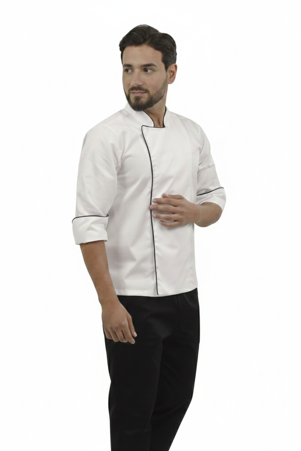 Combo Chef Chaqueta Blanca y Pantalón Negro Hombre | Uniforme Profesional