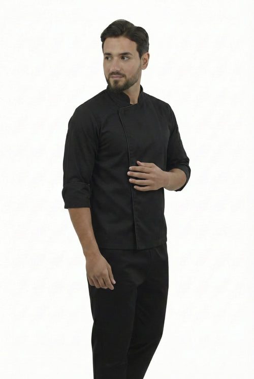 Combo Chef Chaqueta Negra y Pantalón Negro Hombre | Uniforme Profesional