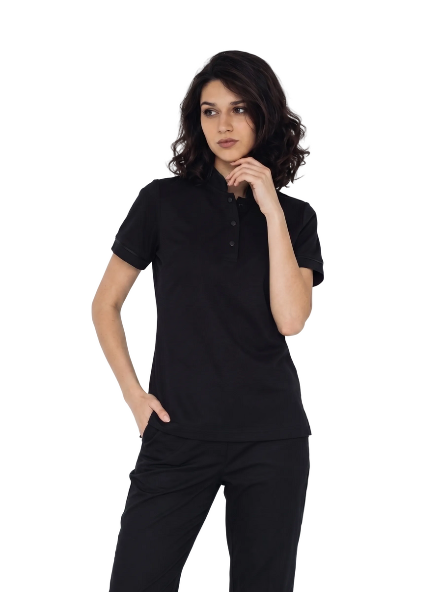 Combo Camisa Antifluido Negra y Pantalón Antifluido Negro Mujer | Uniforme Profesional