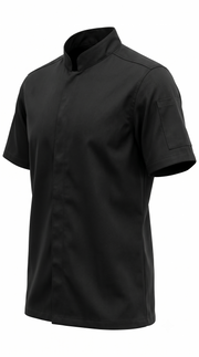 Camisa de Chef Manga Corta en Gabardina Negra | Cocina Profesional