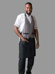 Combo Camisa Antifluido Blanca, Pantalón Antifluido Negro, Delantal Antifluido Tipo Chaleco Hombre | Uniforme Profesional