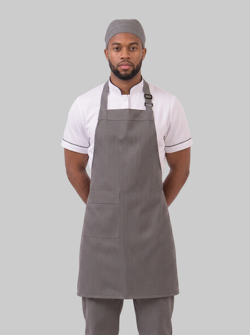 Combo Camisa Antifluido Blanca, Pantalón Antifluido Rayas y Cofia Antifluido Rayas Hombre | Uniforme Profesional