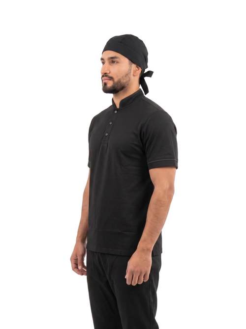 Combo Camisa Antifluido Negra, Pantalón Antifluido Negra y Cofia Antifluido Negra Hombre | Uniforme Profesional