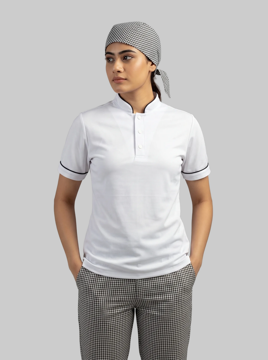 Combo Camisa Antifluido Blanca, Pantalón Antifluido Gallineto y Cofia Antifluido Gallineto Mujer | Uniforme Profesional