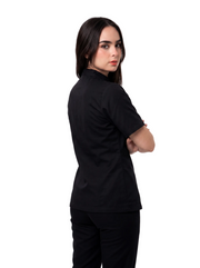Combo Chef Camisa Gabardina Negra y Pantalón Antifluido Negro Mujer| Uniforme Profesional