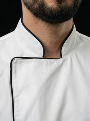 Chaqueta de Chef Manga 3/4 en Gabardina Blanco | Cocina Profesional Hombre