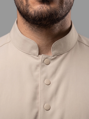 Camisa Antifluido Hombre Manga Corta Beige | Uniforme Cocina