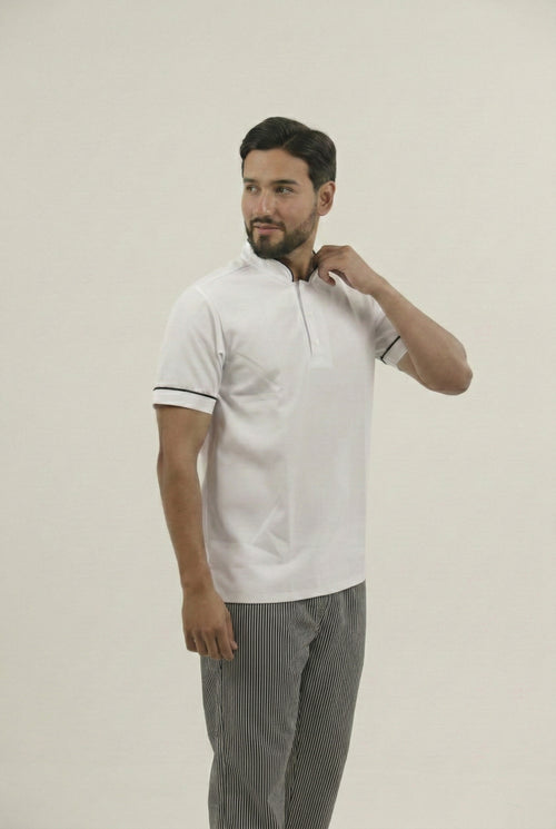 Combo Camisa Antifluido Blanca y Pantalón Antifluido Rayas Hombre | Uniforme Profesional