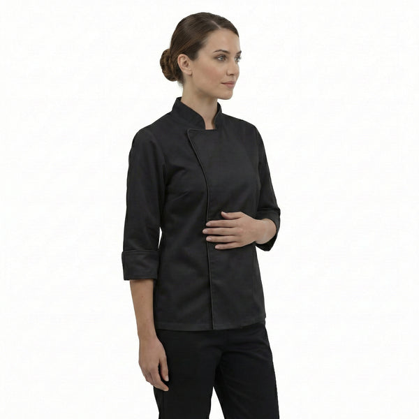 Combo Chef Chaqueta Negra y Pantalón Negro Mujer | Uniforme Profesional