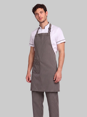 Combo Camisa Antifluido Blanca, Pantalón Antifluido Rayas y Delantal Antifluido Rayas Hombre | Uniforme Profesional