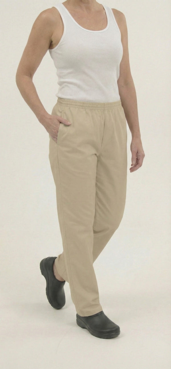 Pantalón Antifluido Bota Recta Beige | Uniforme Cocina