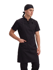Combo Camisa Antifluido Negra, Pantalón Antifluido Negra, Delantal Antifluido Negro y Cofia Antifluido Negra Hombre | Uniforme Profesional