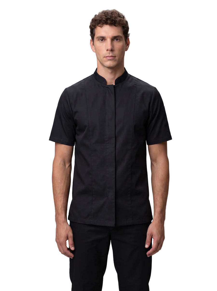 Combo Chef Camisa Gabardina Negra y Pantalón Antifluido Negro Hombre | Uniforme Profesional