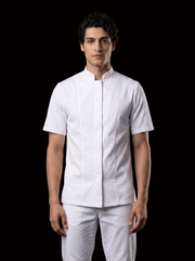 Combo Chef Camisa Gabardina Blanca y Pantalón Antifluido Blanco Hombre | Uniforme Profesional