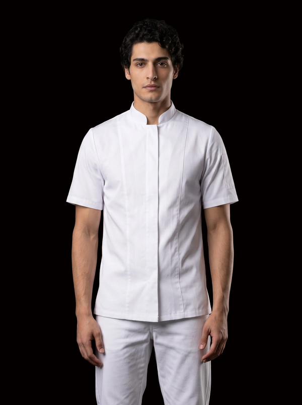 Combo Chef Camisa Gabardina Blanca y Pantalón Antifluido Blanco Hombre | Uniforme Profesional