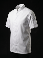 Camisa de Chef Manga Corta en Gabardina Blanco | Cocina Profesional