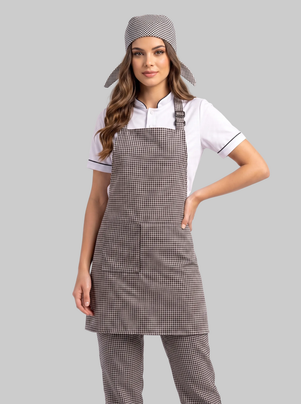 Combo Camisa Antifluido Blanca, Pantalón Antifluido Gallineto, Delantal Antifluido Gallineto y Cofia Antifluido Gallineto Mujer | Uniforme Profesional