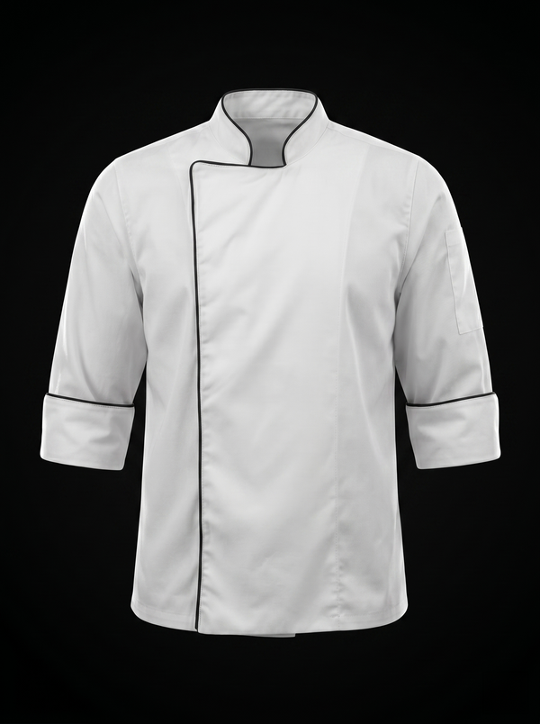 Chaqueta de Chef Manga 3/4 en Gabardina Blanco | Cocina Profesional Hombre