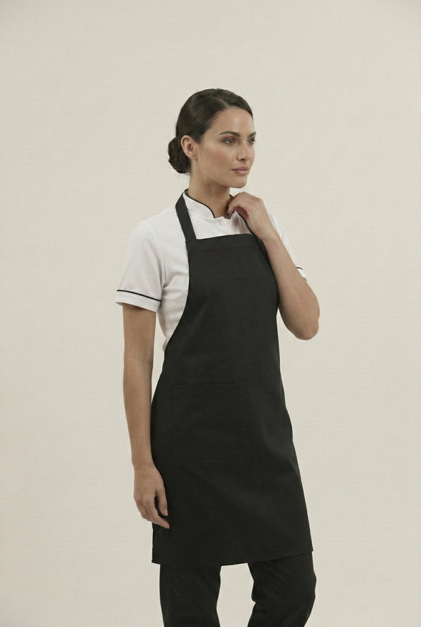 Combo Camisa Antifluido Blanca, Pantalón Antifluido Negro y Delantal Antifluido Negro Mujer | Uniforme Profesional