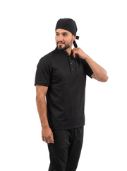 Combo Camisa Antifluido Negra, Pantalón Antifluido Negra y Cofia Antifluido Negra Hombre | Uniforme Profesional
