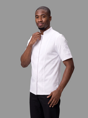 Combo Chef Camisa Gabardina Blanca y Pantalón Antifluido Negro Hombre | Uniforme Profesional