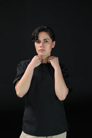Camisa Antifluido Mujer Manga Corta Negro | Uniforme Cocina