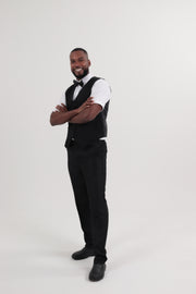 Chaleco Lino Flex Unisex Negro | Uniforme para Meseros