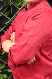 Chaqueta de Chef Manga 3/4 en Gabardina Rojo | Cocina Profesional Unisex