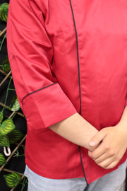 Chaqueta de Chef Manga 3/4 en Gabardina Rojo | Cocina Profesional Unisex
